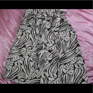 Cream & Brown Ashley Stewart Belted Midi Skirt